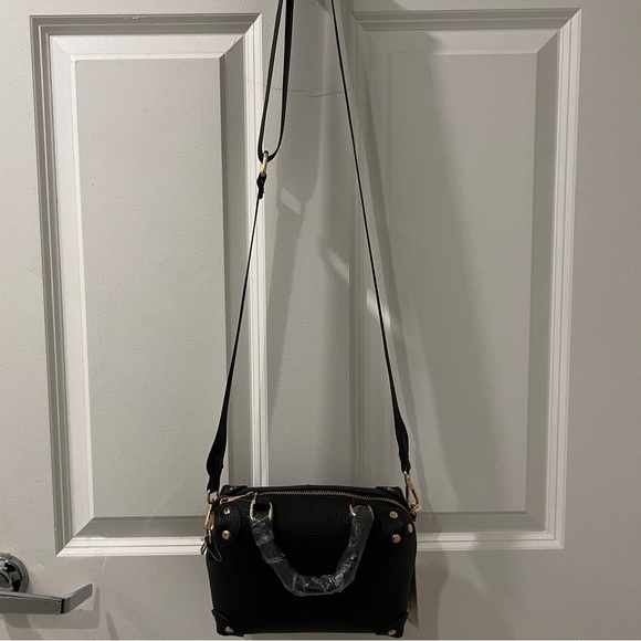 NWT Very Cool•Kayla +Eva Black Faux Leather Crossbody Satchel - Picture 7 of 7